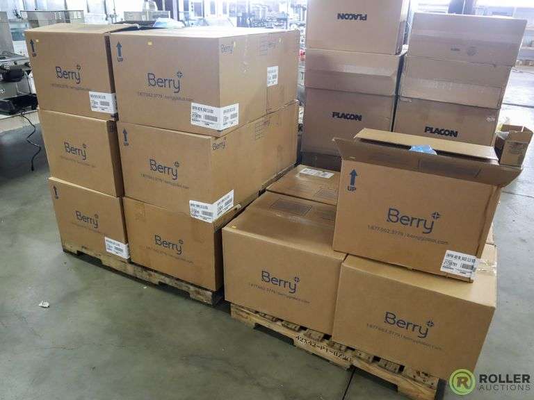 (2) Pallets of Berry Disposable Unipak Containers and Lids Roller