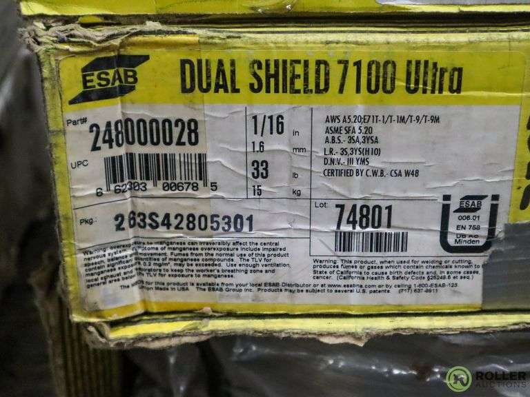 (4) Boxes of ESAB Welding Wire; Dual Shield 7100 Ultra Roller Auctions