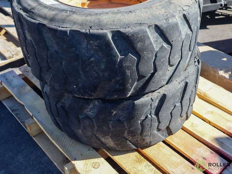 (4) Foam Filled Skid Steer Tires With Wheels Roller Auctions