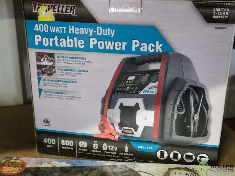 Traveller 400 Watt Jump box, Solar Battery Charger, Kicker Amp Roller