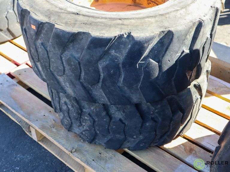 (4) Foam Filled Skid Steer Tires With Wheels Roller Auctions