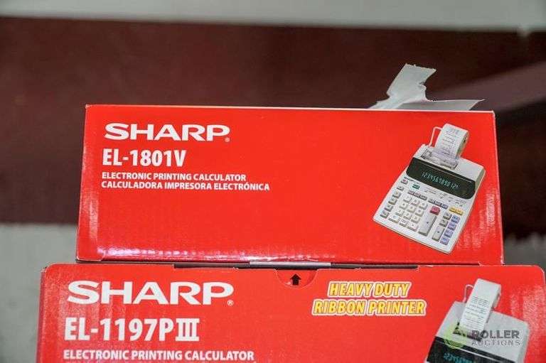 (3) Electric Calculators (2) Sharp EL1197PIII and (1) Sharp EL1801V