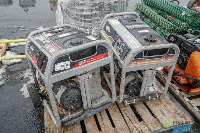 (2) Briggs & Stratton 5000W Generators, Gas (Inoperable) Roller Auctions