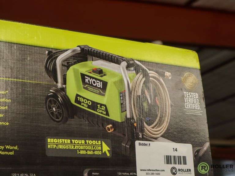 Ryobi Pressure Washer 1900 PSI, Electric Roller Auctions