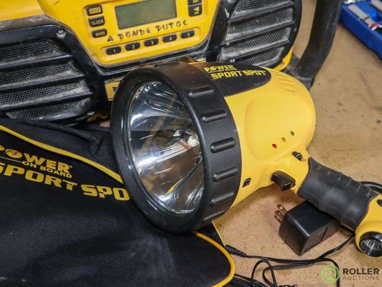 (2) Worksite Radio Boxes and Power Sport Spot Light Roller Auctions