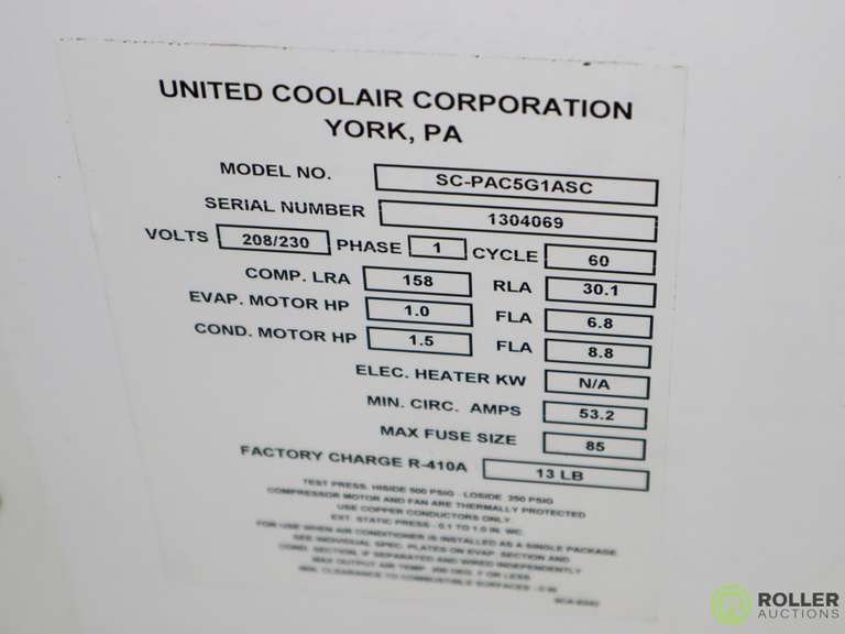 United SCPAC5G1ASAC 5Ton Air Conditioning and Heating Coolair Spot