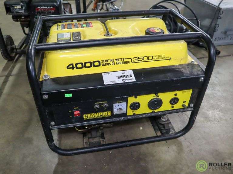 Champion 46596 Generator 3500W, 196CC Gas Engine Roller Auctions