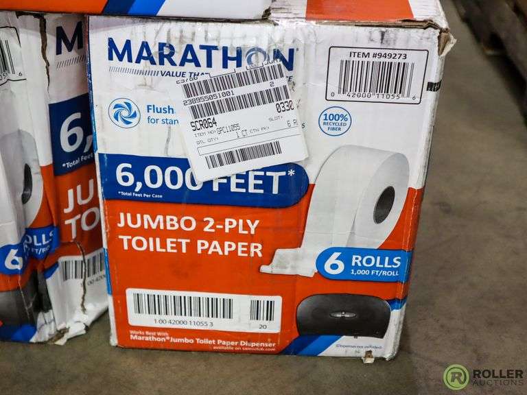 (3) Boxes of Marathon Jumbo 2Ply Toilet Paper Roller Auctions
