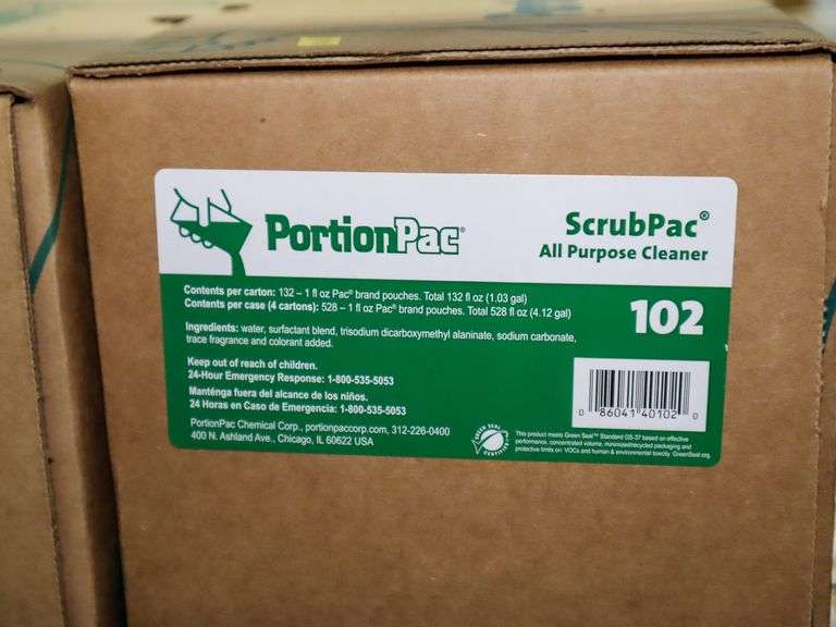 (4) Boxes of 132Count Portion Pac Scrub Pac All Purpose Cleaner