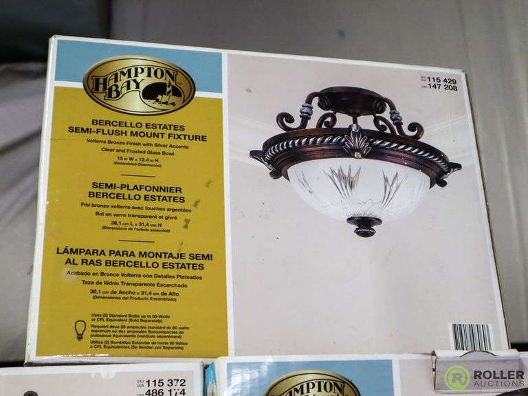 (2) Hampton Bay 115372 and (1) 115429 Barcello Estates Light Fixtures