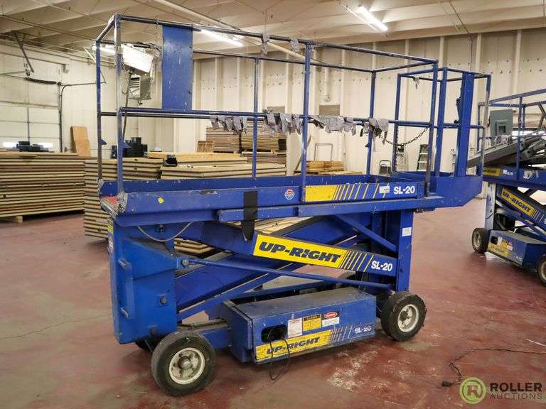 Upright SL20 Scissor Lift With Man Cage Roller Auctions