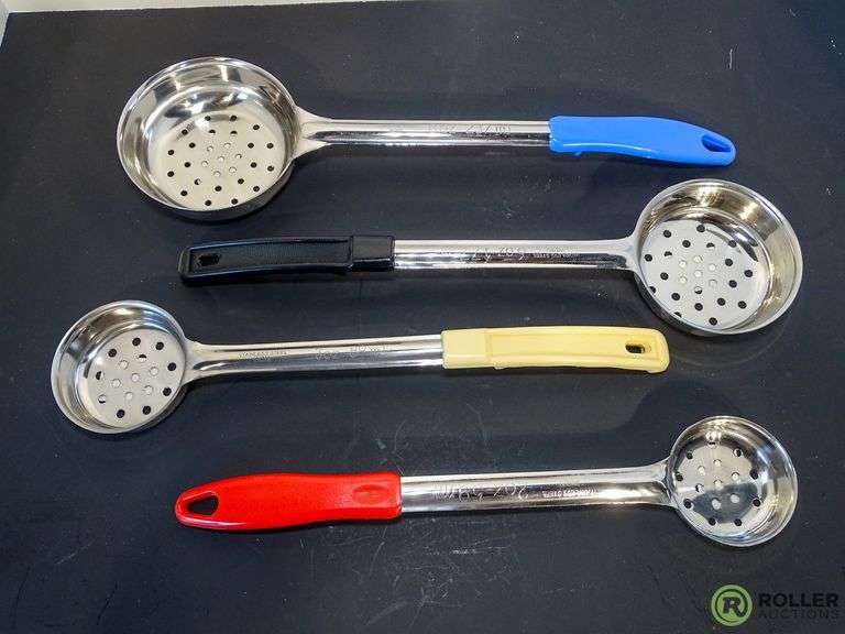 (1) Portion Ladle Perforated 2 Oz. Red Handle, and (1) Portion Ladle