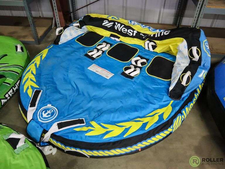 (3) Tow Behind Inflatables; West Marine Captains Chair and (2) Air Head