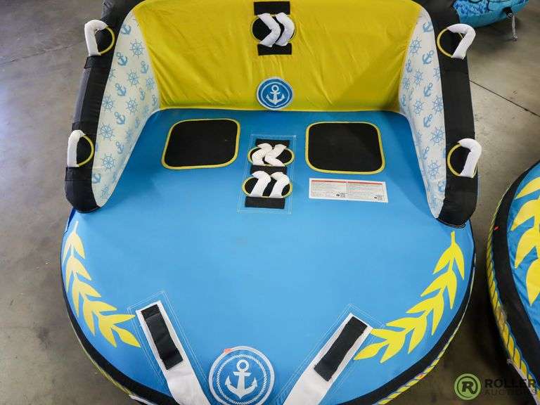 (2) West Marine Captain Chairs Tow Behind Inflatables, Patched Roller