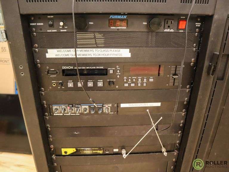 Fitness Studio Stereo System Cart With QSC CX302 Power Amplifier