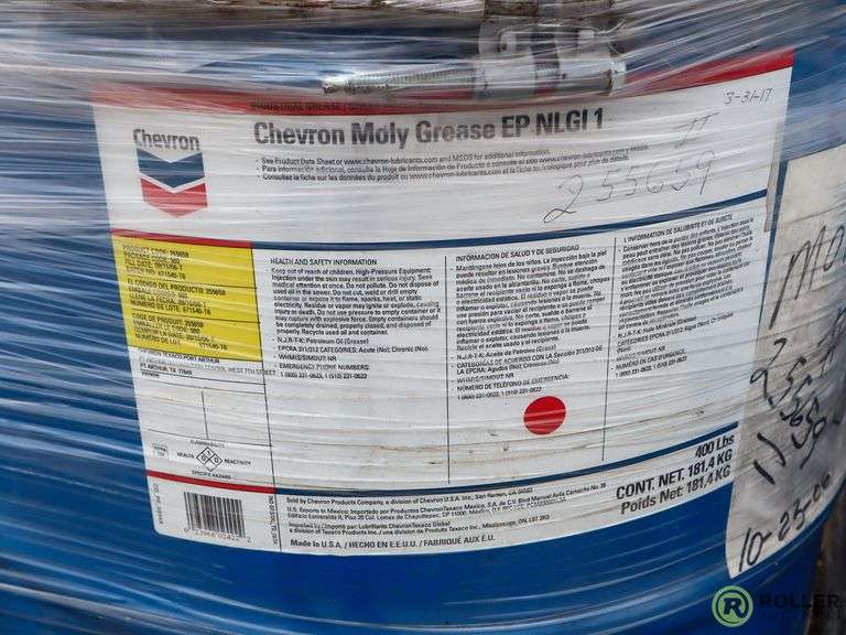 (4) 400Lbs of Chevron Moly Grease EP NLGI1 Roller Auctions