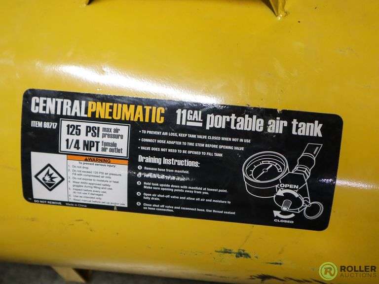 Central Pneumatic Portable Air Tank, 11Gallon Roller Auctions