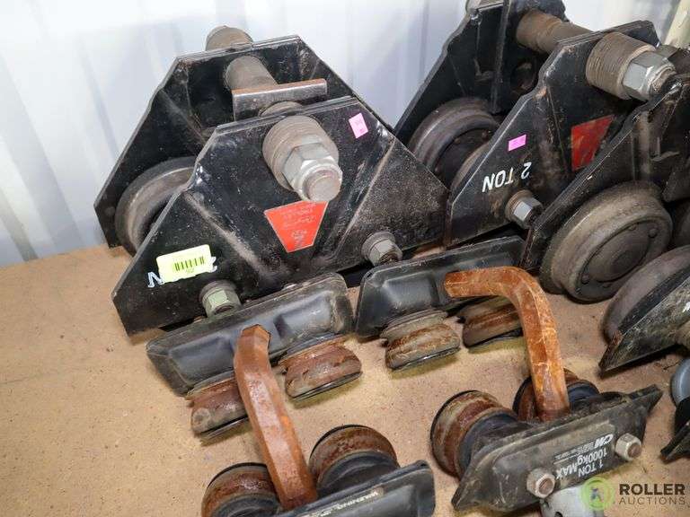 (3) Dayton 2Ton IBeam Trolleys, (4) CM 1Ton Trolleys and (3) Hooks