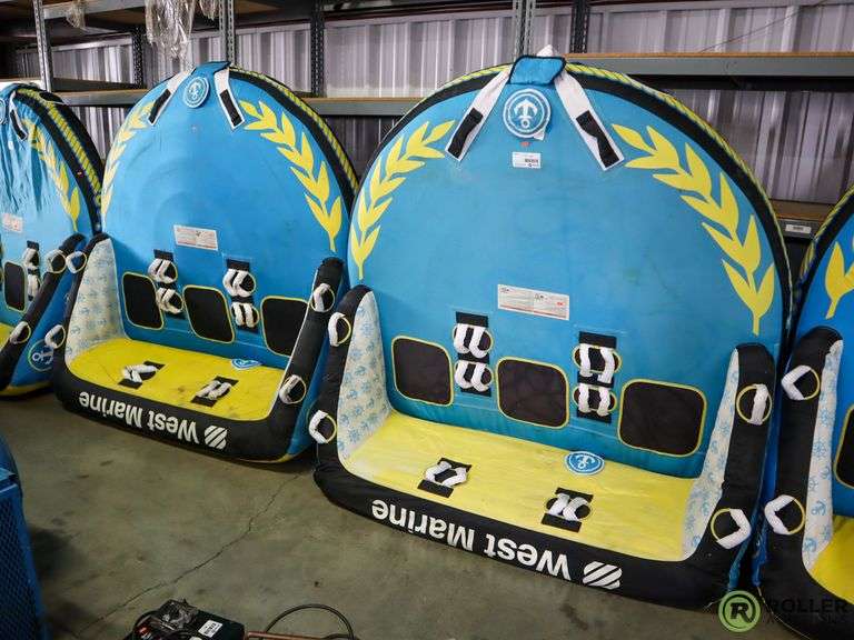 (2) West Marine Captain's Chair 3Seat Tow Behind Inflatables (Patched