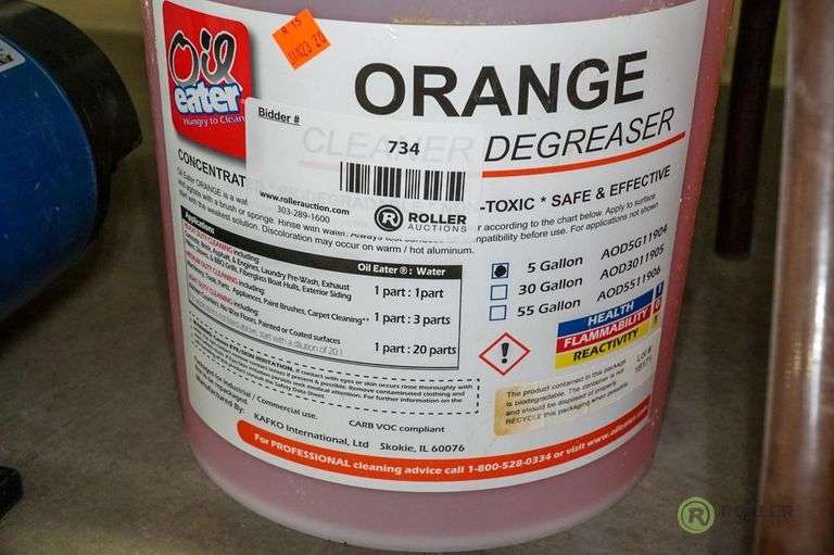 5Gallons of Oil Eater Orange Cleaner Roller Auctions