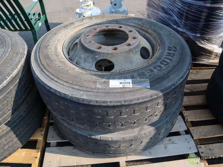 (2) Bridgestone M710 295/75R22.5 Tires With Wheels Roller Auctions