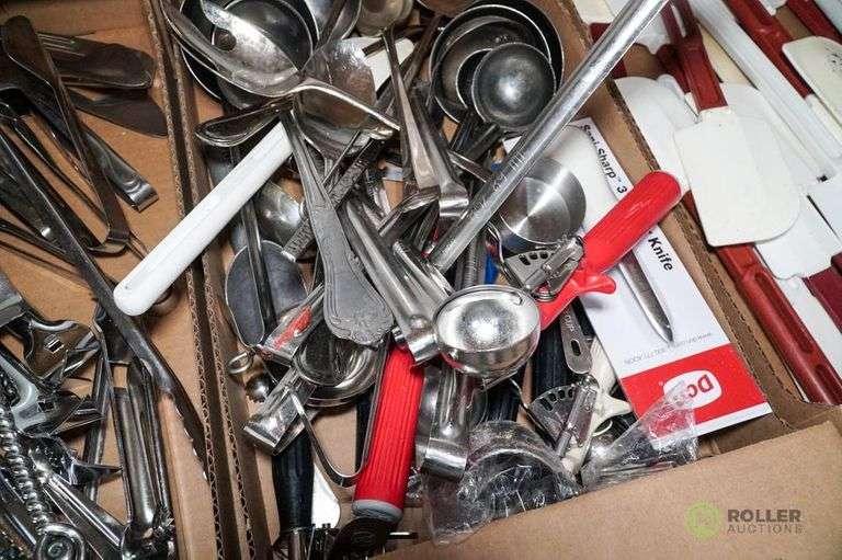 (4) Trays of Kitchen Utensils Roller Auctions