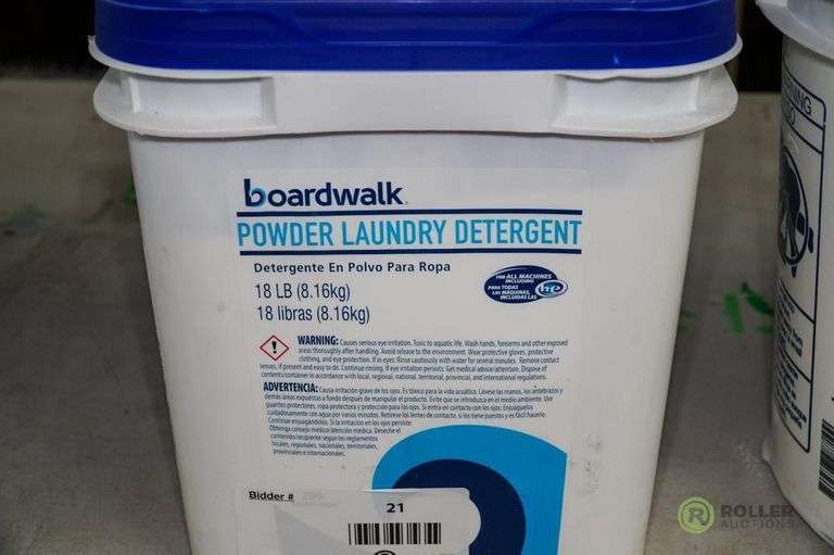 Boardwalk 18 LB Laundry Detergent and Huracan 40 Laundry Detergent Roller Auction