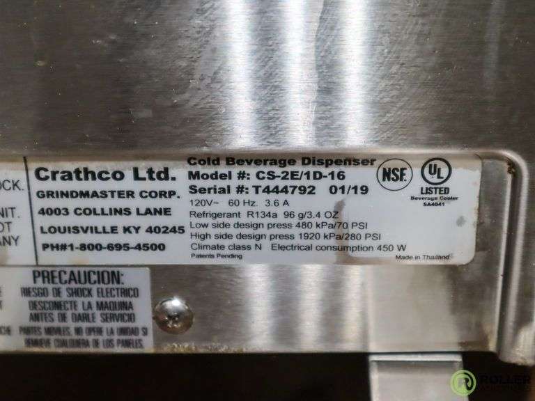 Crathco CS2E/1D16 Premix Cold Beverage Dispenser, (Unassembled