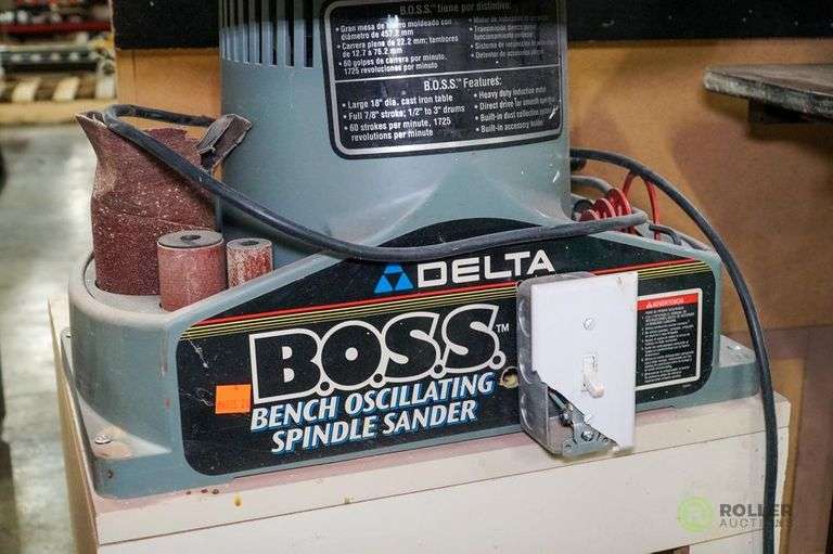 Delta BOSS Benchtop Oscillating Spindle Sander on Cart Roller Auctions