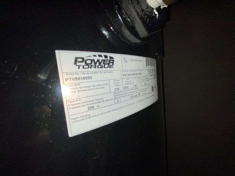 Power Torque PTV5018055 Vertical Air Compressor, 2Stage, 80 Gallon, 200 PSI Roller Auctions