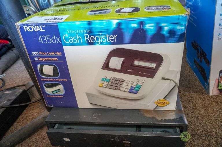 Royal 435dx Electric Cash Register and Cash Drawer Roller Auction