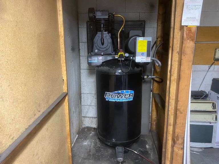 Power Torque PTV5018055 Vertical Air Compressor, 2Stage, 80 Gallon, 200 PSI Roller Auctions