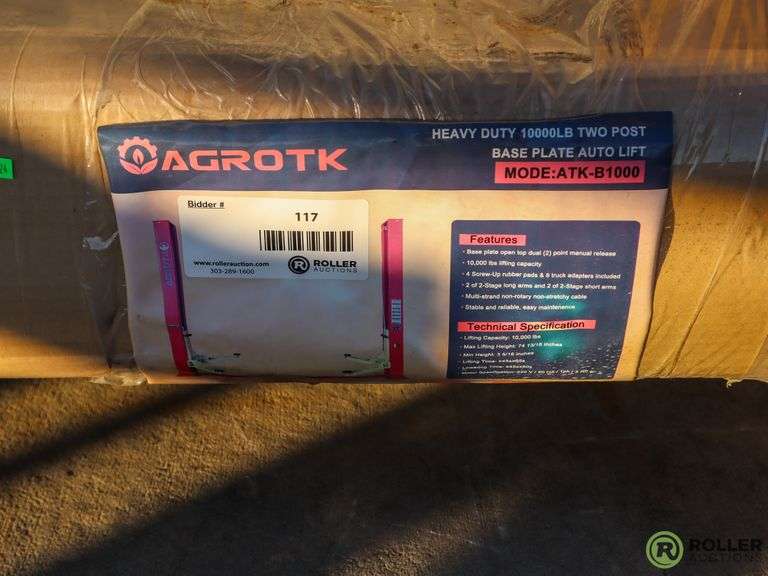 New Agrotk ATK 81000 2 Post Lift 10 000 Lb Capacity Roller Auctions