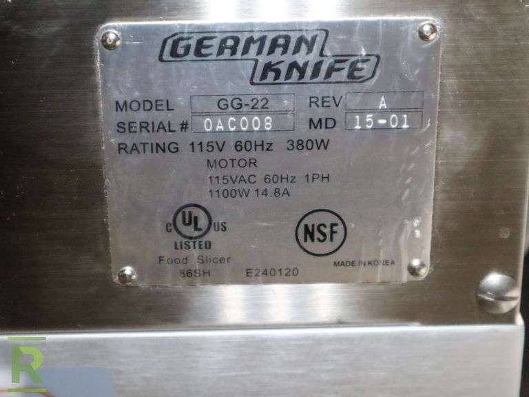 New German Knife GG22 Meat Grinder, 11/2 HP, 115V Roller Auctions