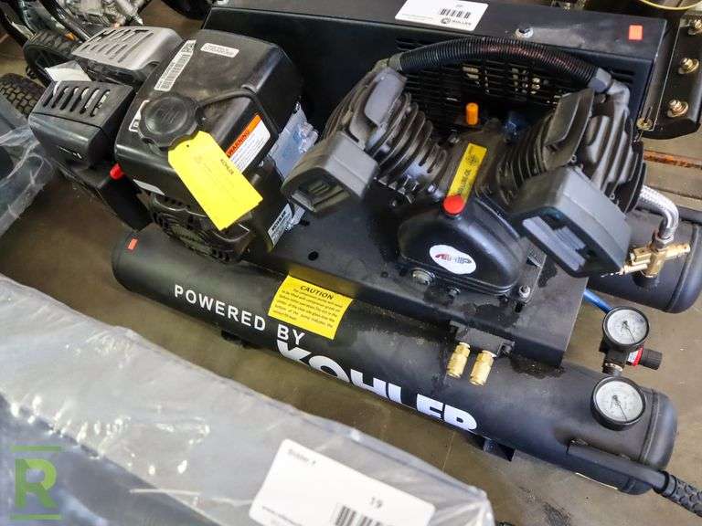 New Amp AKAC120 Portable 9.5Gallon Air Compressor, Kohler Gas Engine Roller Auctions