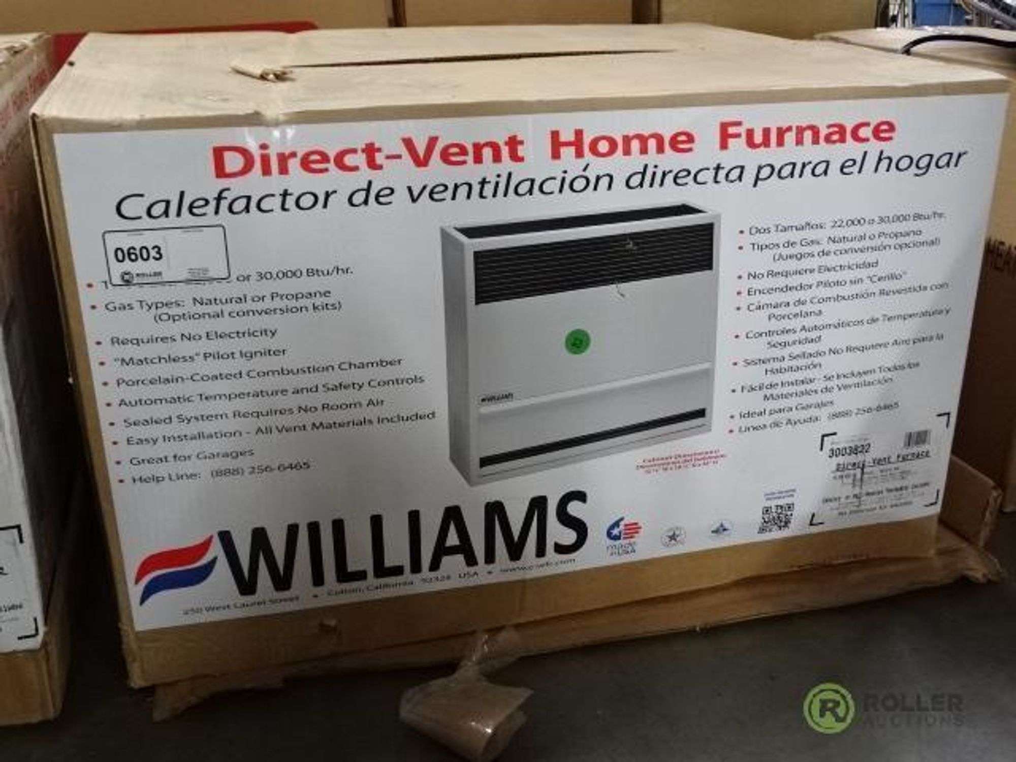 Williams 3003822 Direct Vent Home Furnace, 30000-BTU, Propane - Roller  Auctions