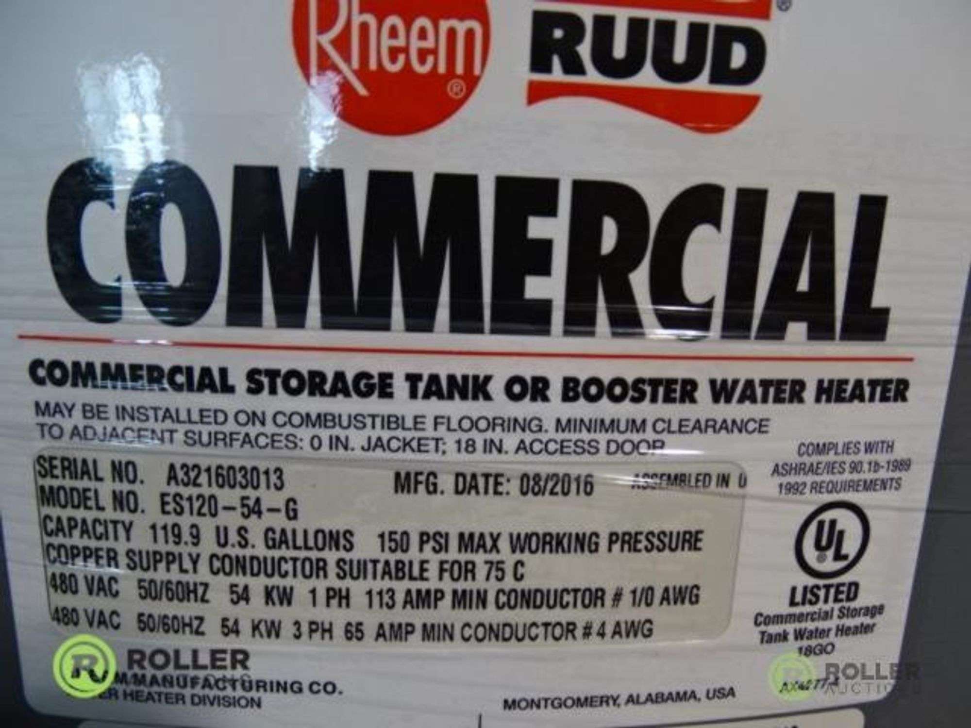 Rheem Commercial ES120-54-g 116-Gallon Hot Water Heater - Roller Auctions