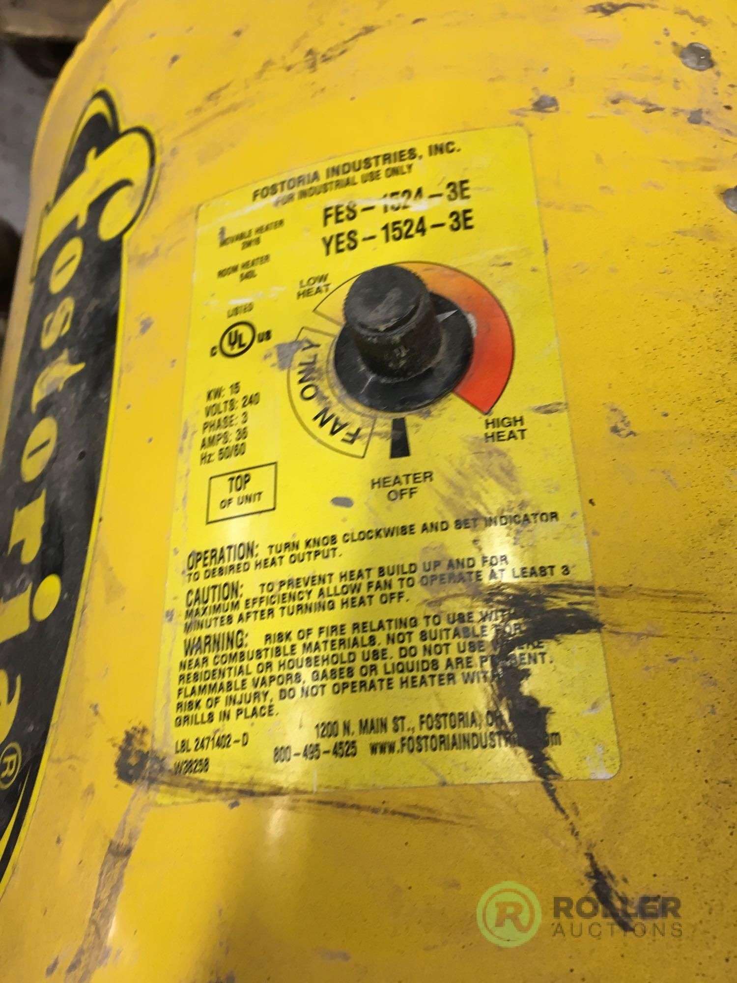 Fostoria FES-1520-3A and FES-1524-3E Portable Salamander Heaters, 3ph (Hard  Wired Cord Has Been Cut) - Roller Auctions