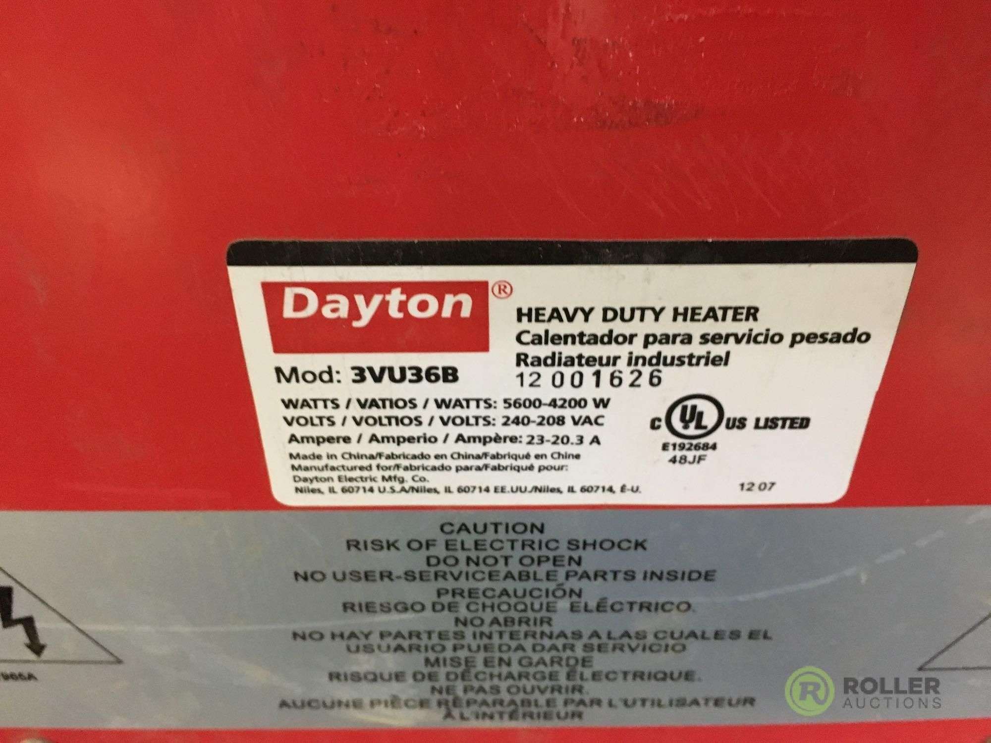 2) Dayton 3VU36B Electric Heaters - Roller Auctions
