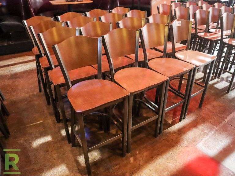 (16) Wood And Metal Bar Chairs - Roller Auctions