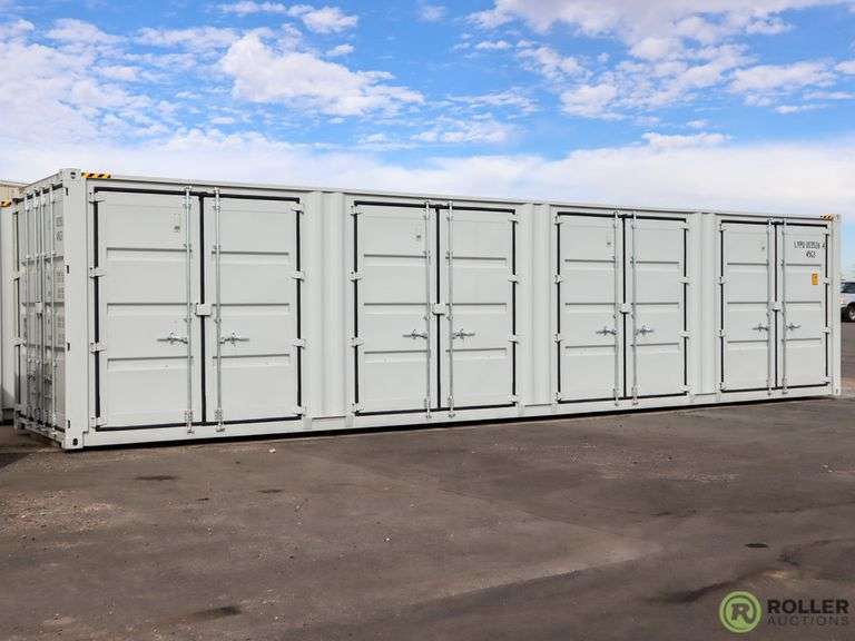 New 40' Steel Storage Container, High Cube, (4) Side Door - Roller Auctions