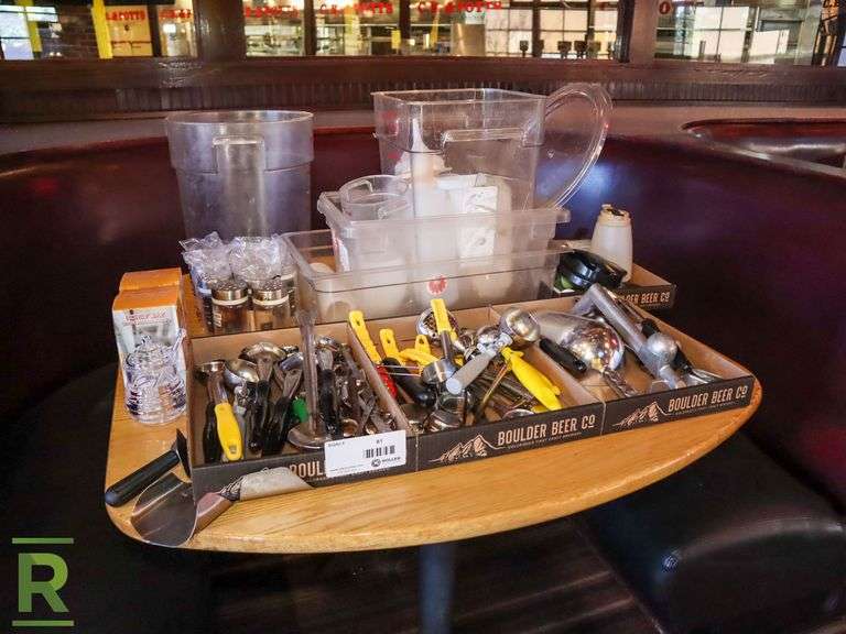 (3) Trays Of Kitchen Utensils, Ingredient Bins And Shakers - Roller Auctions