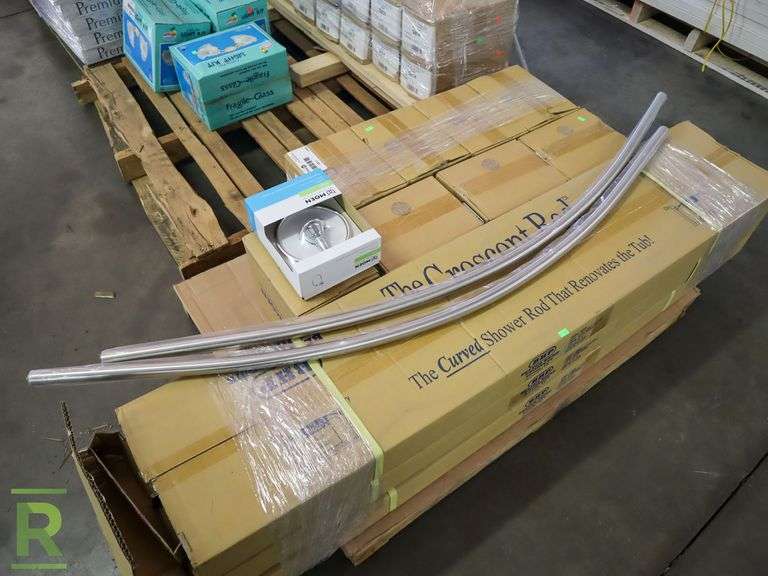 Pallet of Ne Sage Chrome Towel Rings and Better Home Products Crescent Shower Rods - Roller Auctions
