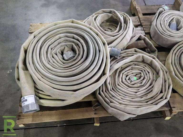(4) 4" Flat Hoses ( Assorted Size Couplers) - Roller Auctions