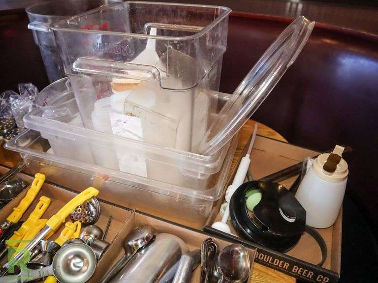 (3) Trays Of Kitchen Utensils, Ingredient Bins And Shakers - Roller Auctions