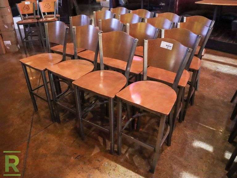 (16) Wood And Metal Bar Chairs - Roller Auctions