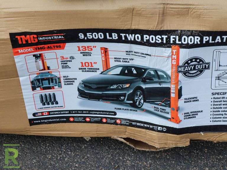 New TMG Industrial TMG-ALT95 9500-Lb 2-Post Automotive Lift (Please Check All Fluids, Fittings, Hardware and Connections Prior To Use) - Roller Auctions