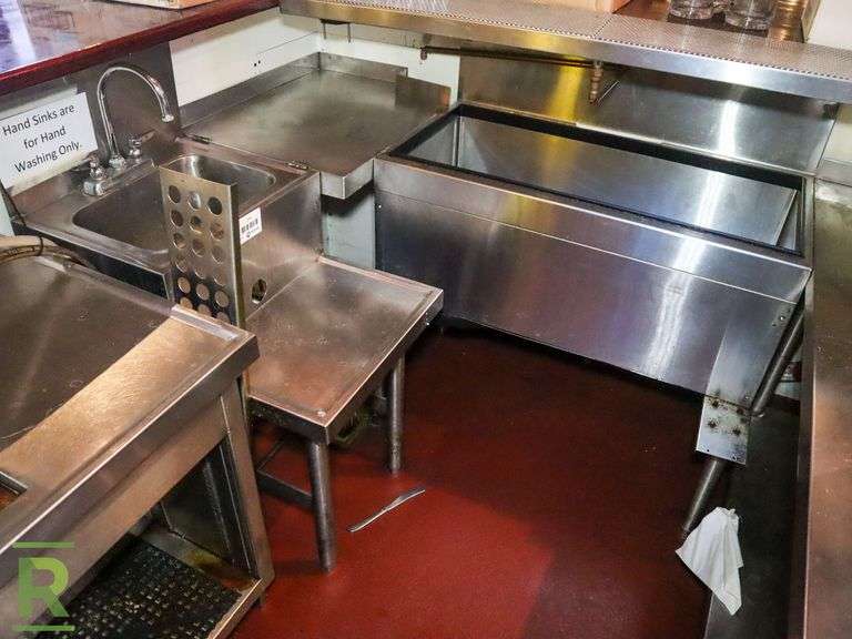 Hand Sink With Ice Bin And Metal Counter, 72" x 81" - Roller Auctions