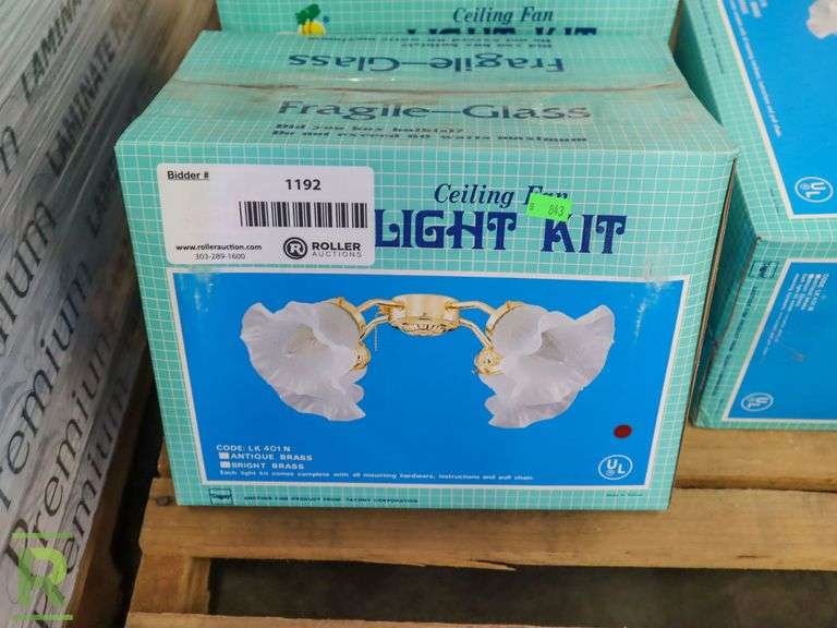 Pallet of (13) New Monte Carlo G814 Light Globe Fixtures and (3) Horizon Ceiling Fan Light Kit - Roller Auctions