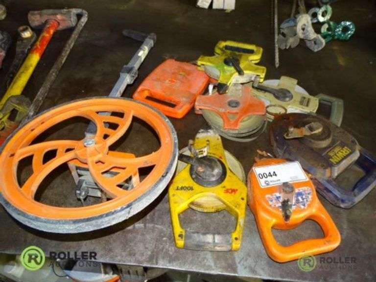 (7) Assorted Measuring Tapes, and Keson RR318N Measuring Wheel Roller